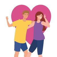 happy couple with heart background, healthy lifestyle, celebrating holiday