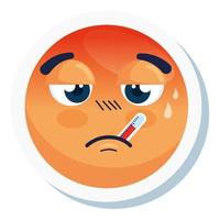 emoji with fever, face red with fever disease, on white background vector