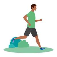 man afro running on grass, man afro in sportswear jogging, male afro athlete, sporty person afro vector