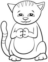 cat or kitten character coloring book page vector