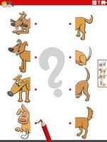 matching halves of cartoon pictures with dogs educational game