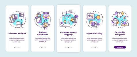 Digital consulting components onboarding mobile app page screen with concepts vector