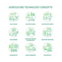 Conjunto de iconos de concepto de tecnología agrícola vector