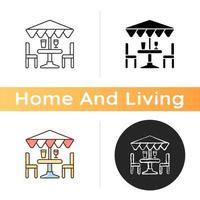 Patio furniture and accessories icon vector