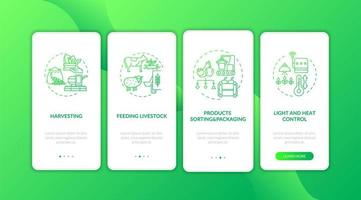 Agriculture machines types onboarding mobile app page screen with concepts vector