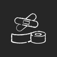 Plasters and medical tape chalk white icon on black background vector