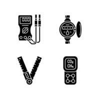 Measurement tools black glyph icons set on white space vector