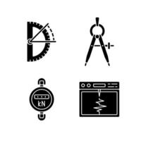 Measurement tools black glyph icons set on white space