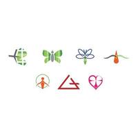 Seven creative nature wellness icons vector