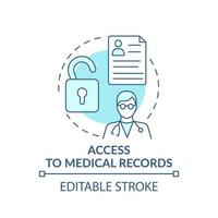 Access to medical records concept icon vector