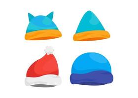conjunto de diseño de icono de sombrero de invierno vector