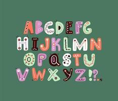 lindo diseño de alfabeto de letras funky diseño de letras colorido y divertido vector