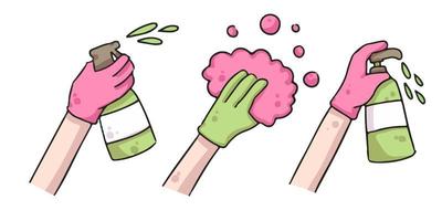 disinfect and sanitize drawing hands illustration vector