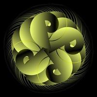 Yellow spirograph circle ornament vector