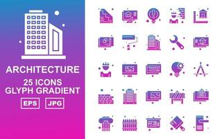 25 Premium Architecture Glyph Gradient Icon Pack vector