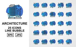 Paquete de 25 iconos de burbujas de líneas de arquitectura premium vector