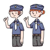policía trabajo de ilustración de dibujos animados lindo vector