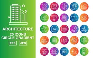 25 Premium Architecture Circle Gradient Icon Pack vector