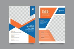 Abstract business flyer with blue and orange elements vector