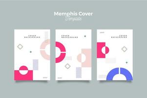 Set of minimal Memphis design start-up poster vector