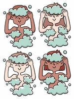 hygienic people taking a bath  concept cute cartoon illustration vector