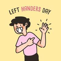 left handers day people cute left hand drawing cartoon design vector