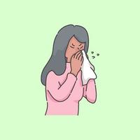 sneezing sick people cartoon illustration concept vector