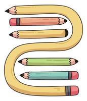 pencil set cute cartoon illustration vector