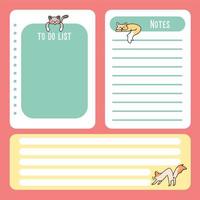 cute cat note pad back to school to do list cartoon drawing notes vector