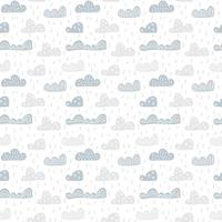 Child cute doodle clouds seamless pattern in scandinavian style. Vector hand drawn kids wallpapers, holiday