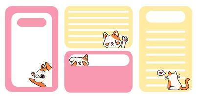 bloc de notas lindos diseños de gatos para hacer la lista de notas diarias vector