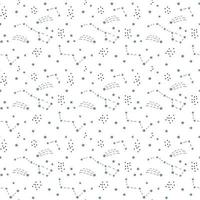 Scandinavian Seamless vector pattern for decoration, design. Astronomy different constellations on a white background. Zodiac sign of the bright stars with glowing lines and points. Star chart, map