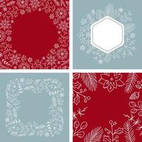 Set of Christmas snowflakes wreath with place for your text. Greeting card design with xmas elements. Modern winter season postcard, brochure, banner vector