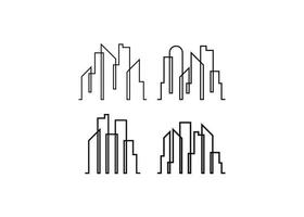 Ilustración aislada de vector de plantilla de diseño de icono de línea de rascacielos