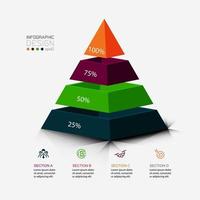 el diseño piramidal se utiliza para presentar su trabajo y mostrarlo como un porcentaje. infografía vectorial. vector