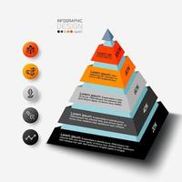 The pyramid design can be used to describe reports of analyzes and to study results in percentages. vector infographic.