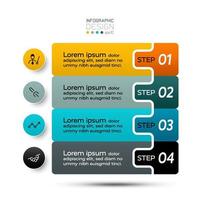 A new style of vector design. 4-step infographics provide information explaining work patterns. illustration.