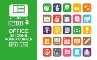 25 Premium Office II Round Corner Icon Pack vector