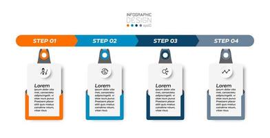 4 working steps of the rectangular display box, the label style can be used for a variety of applications. infographic. vector