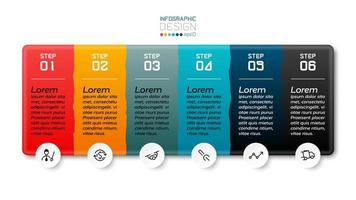 6 steps to a square box design can be used to make brochures, communicate, presentations. vector infographic.