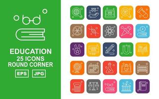 25 Premium Education Round Corner Icon Pack vector