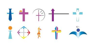 Set of ten christian logos vector