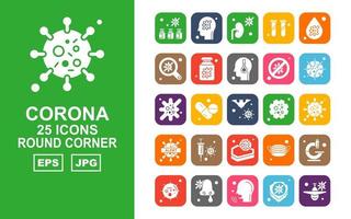 25 Premium Corona Virus Round Corner Icon Pack vector