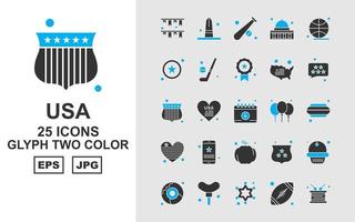 25 Premium USA Glyph Two Color Icon Pack vector