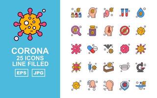 25 Premium Corona Virus Line Filled Icon Pack vector