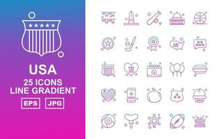 25 Premium USA Line Gradient Icon Pack vector