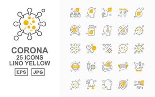 25 Premium Corona Virus Lino Yellow Icon Pack vector