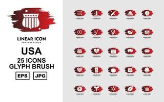 25 Premium USA Glyph Brush Icon Pack vector