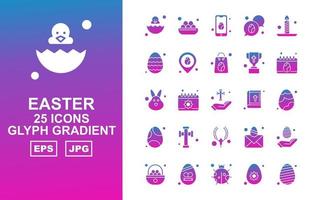 25 Premium Easter Glyph Gradient Icon Pack vector