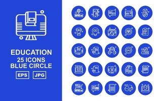 25 Premium Education Blue Circle Icon Pack vector